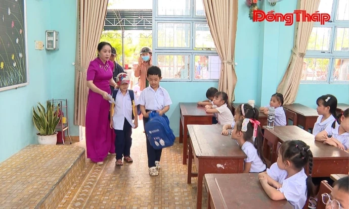 Xã Long Hưng tinh gọn trường học, sẵn sàng năm học mới
