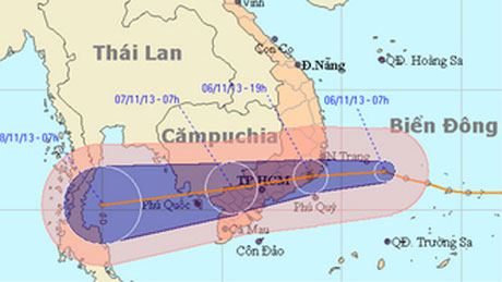 Đường đi của áp thấp nhiệt đới.
