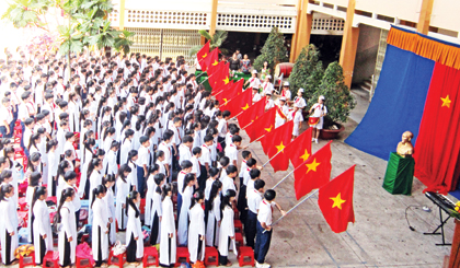 Một góc Trường THCS Tân Hiệp.