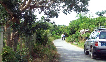 Đường Cái Giữa đi qua trung tâm Ba Giồng.