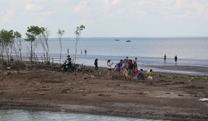 Nhiều du khách đến với biển Tân Điền để khám phá vẻ hoang sơ của thiên nhiên nơi đây.