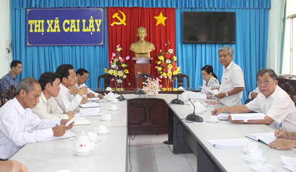 Kiểm tra công tác phòng chống lụt, bão tại TX. Cai Lậy, huyện Cai Lậy.