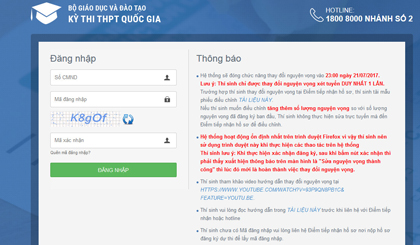 Giao diện đăng nhập.