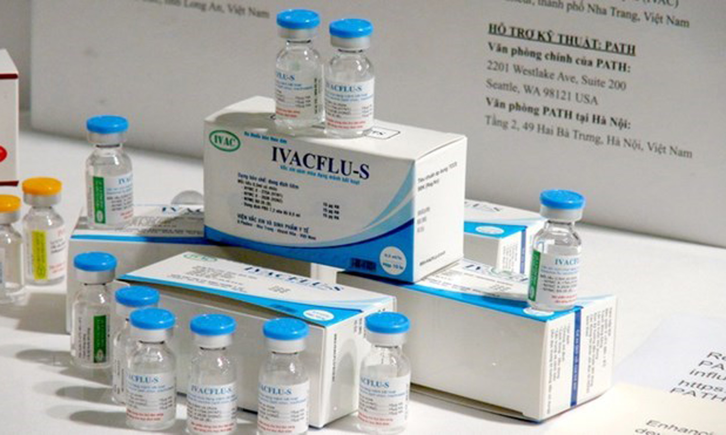 Sản phẩm vắcxin phòng cúm mùa do Việt Nam sản xuất. (Ảnh: Phan Sáu/TTXVN)