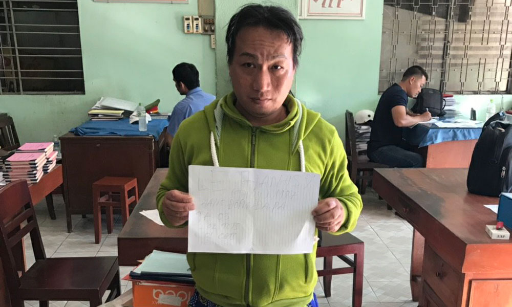 Đối tượng Sỹ tại cơ quan Công an.