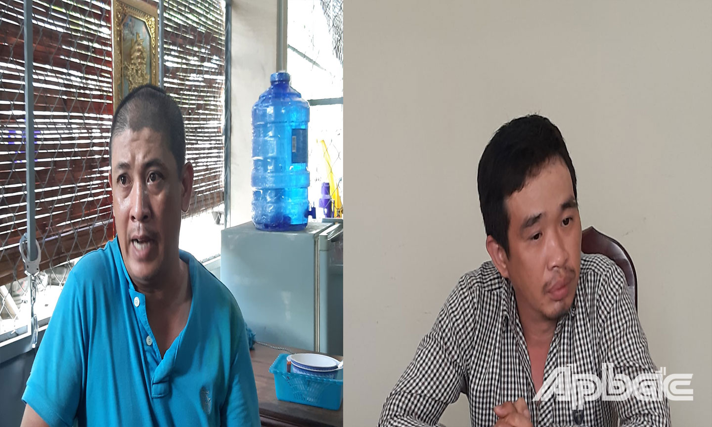 Tâm và Vũ tại cơ quan Công an.