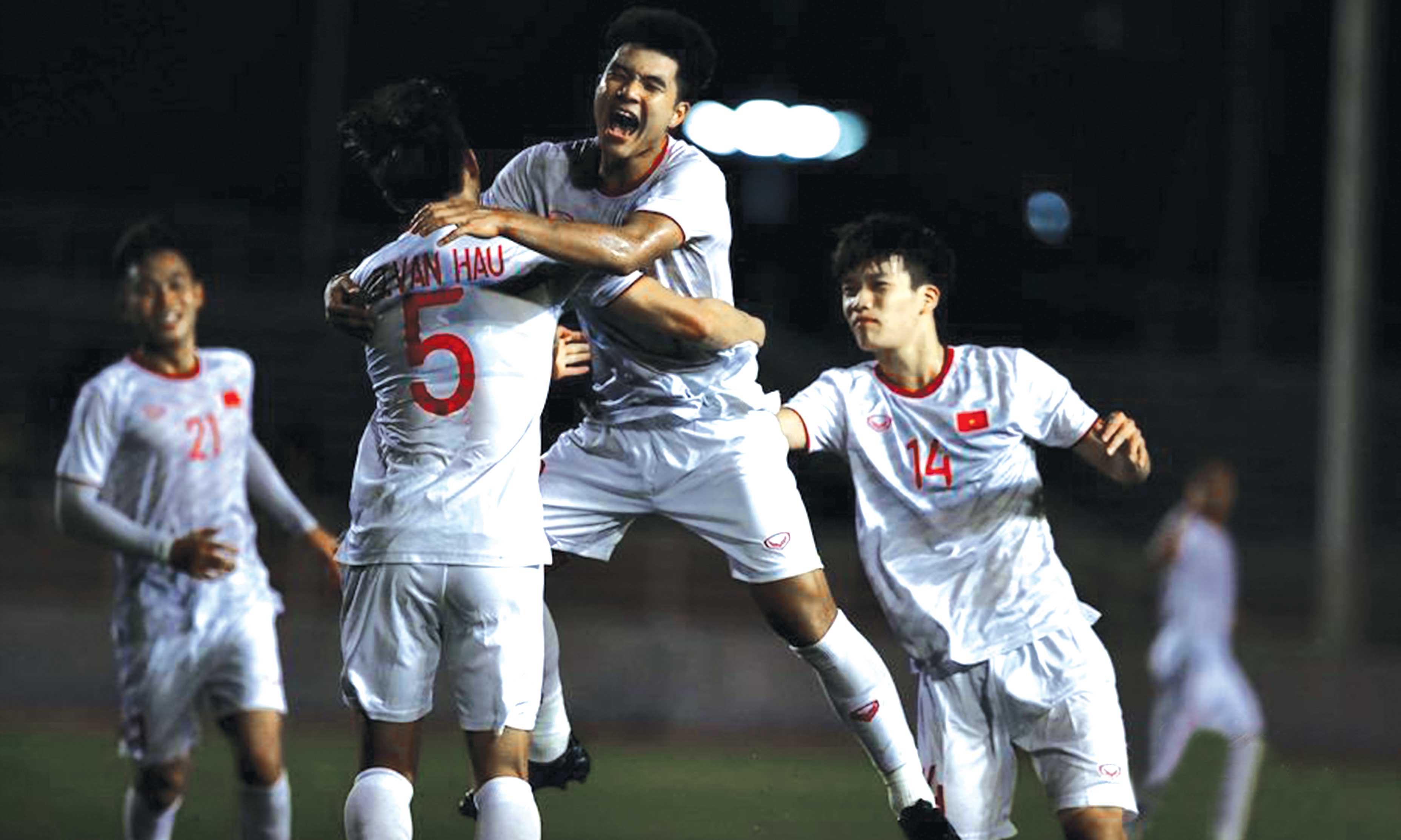  Sau 4 trận thắng liên tiếp, U22 Việt Nam đang hướng tới tấm vé vào vòng bán kết.                                   Ảnh: Vietnamnet.vn