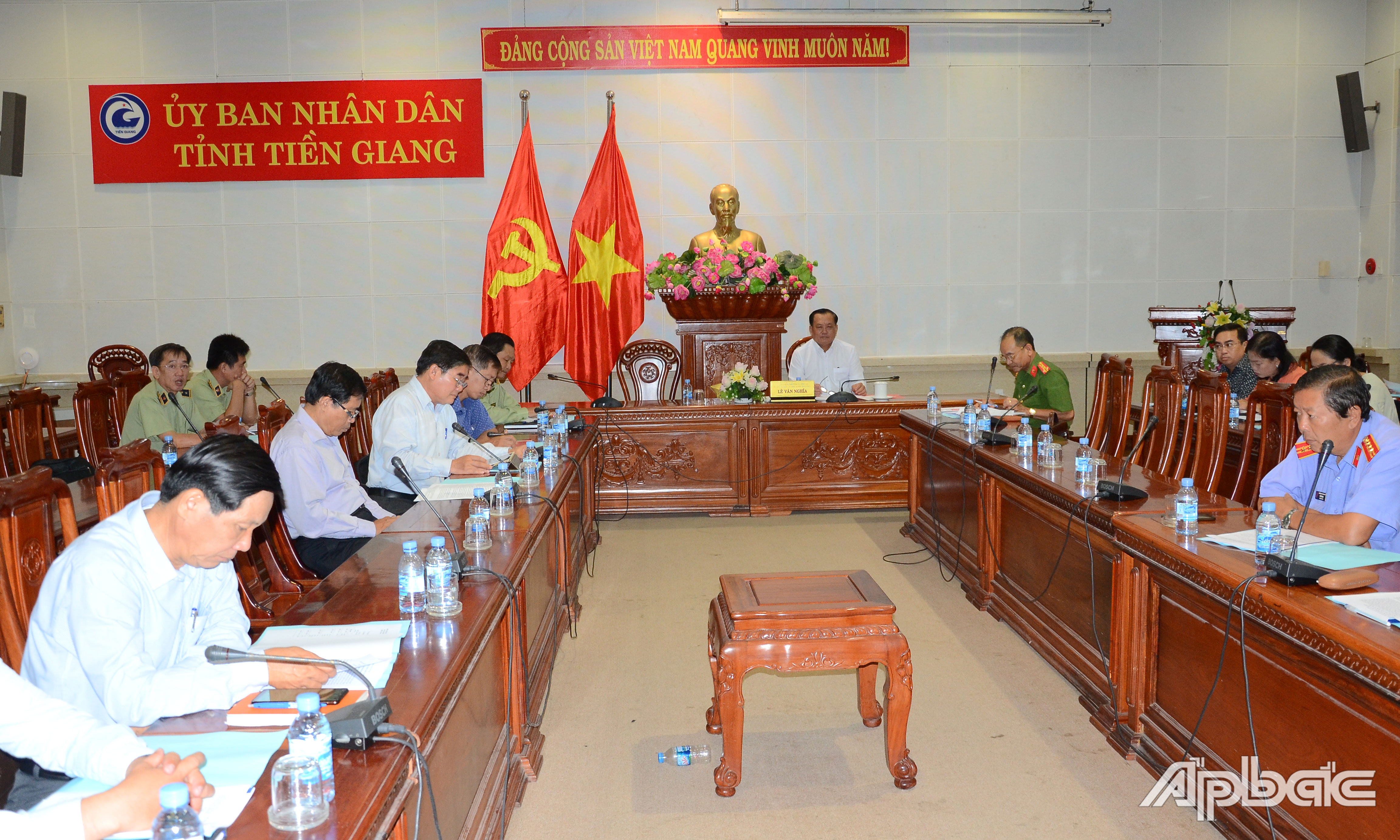 Quang cảnh hội nghị tại điểm cầu Tiền Giang.