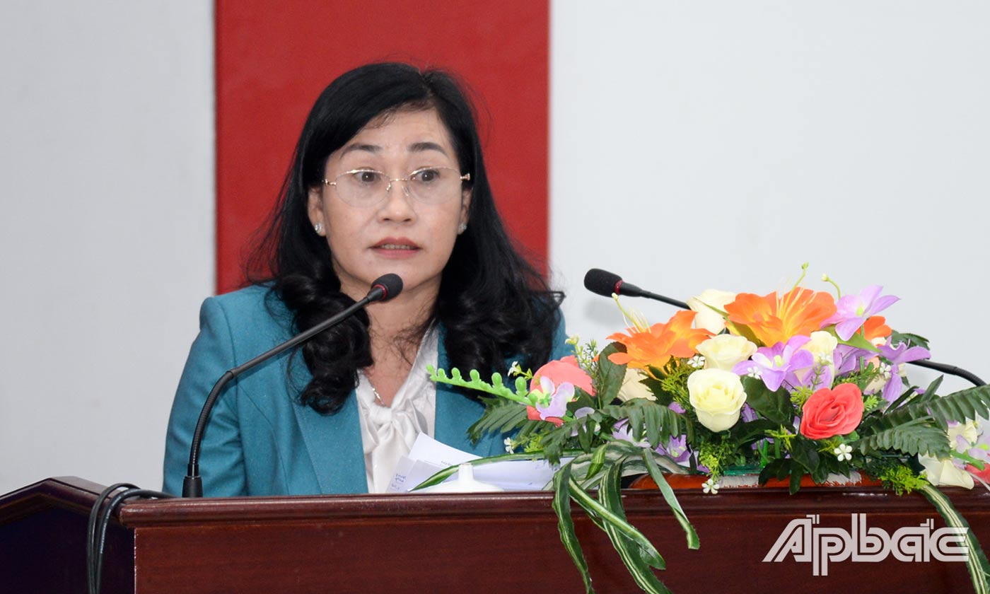 Đồng chí Châu Thị Mỹ Phương lưu ý một số vấn đề, nhiệm vụ trọng tâm công tác tuyên giáo trong năm 2021.