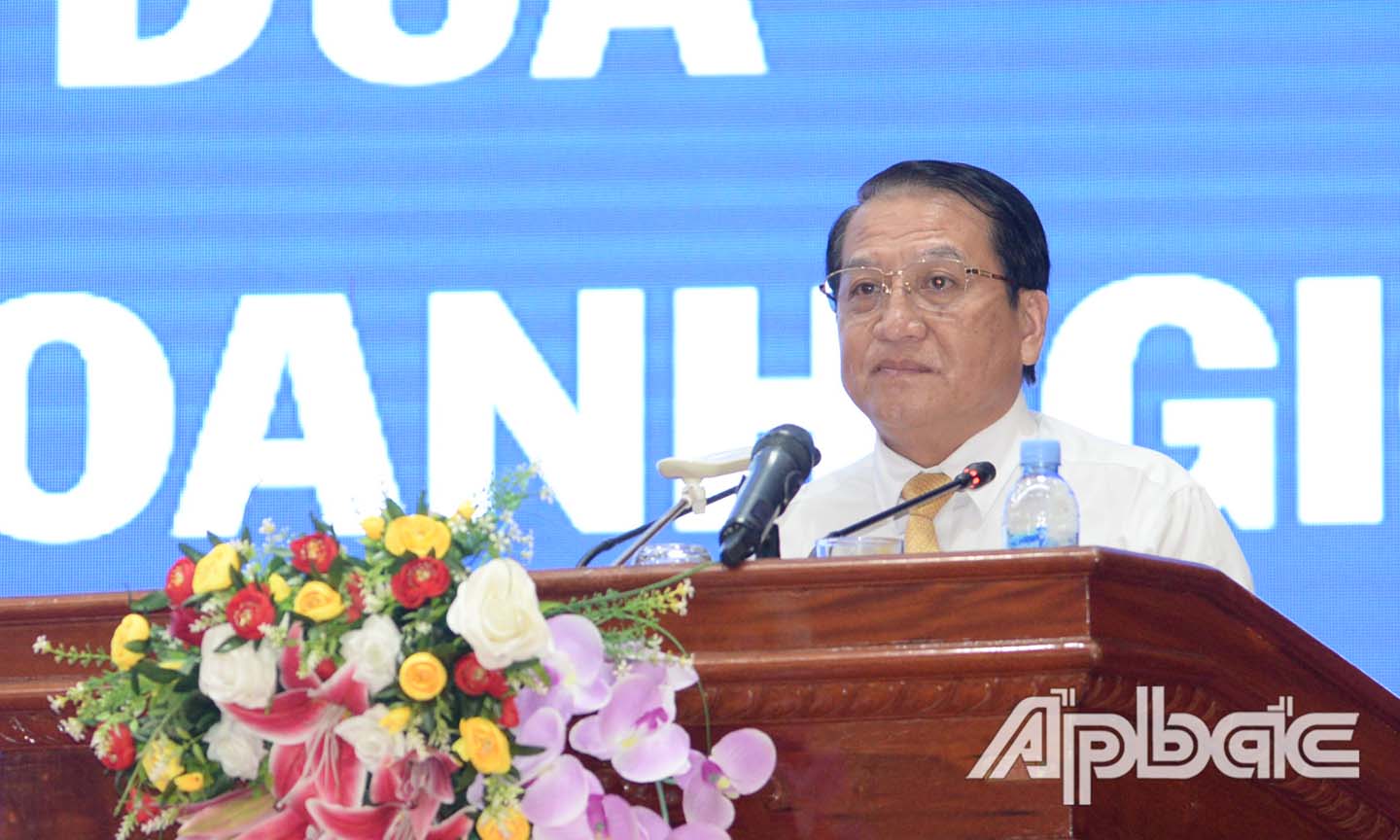 Đồng chí Phạm Văn Trọng phát biểu tại Hội nghị.