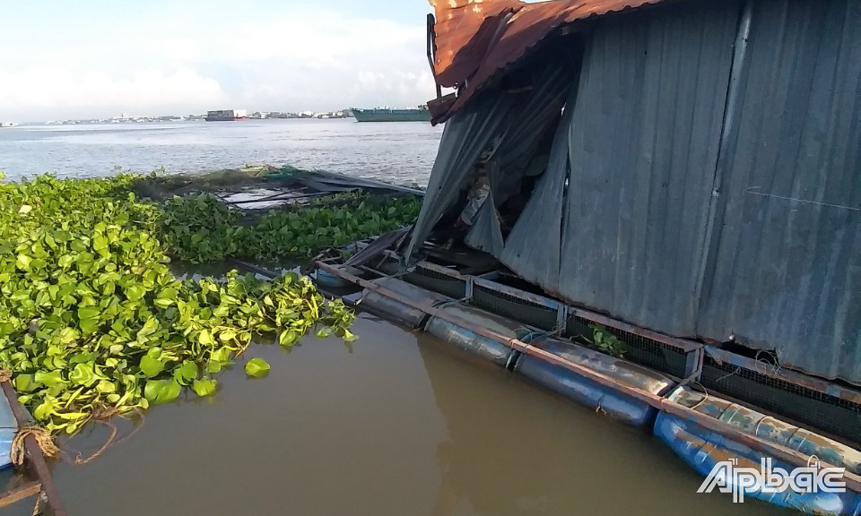 Bè cá xảy ra va chạm với chiếc sà lan.