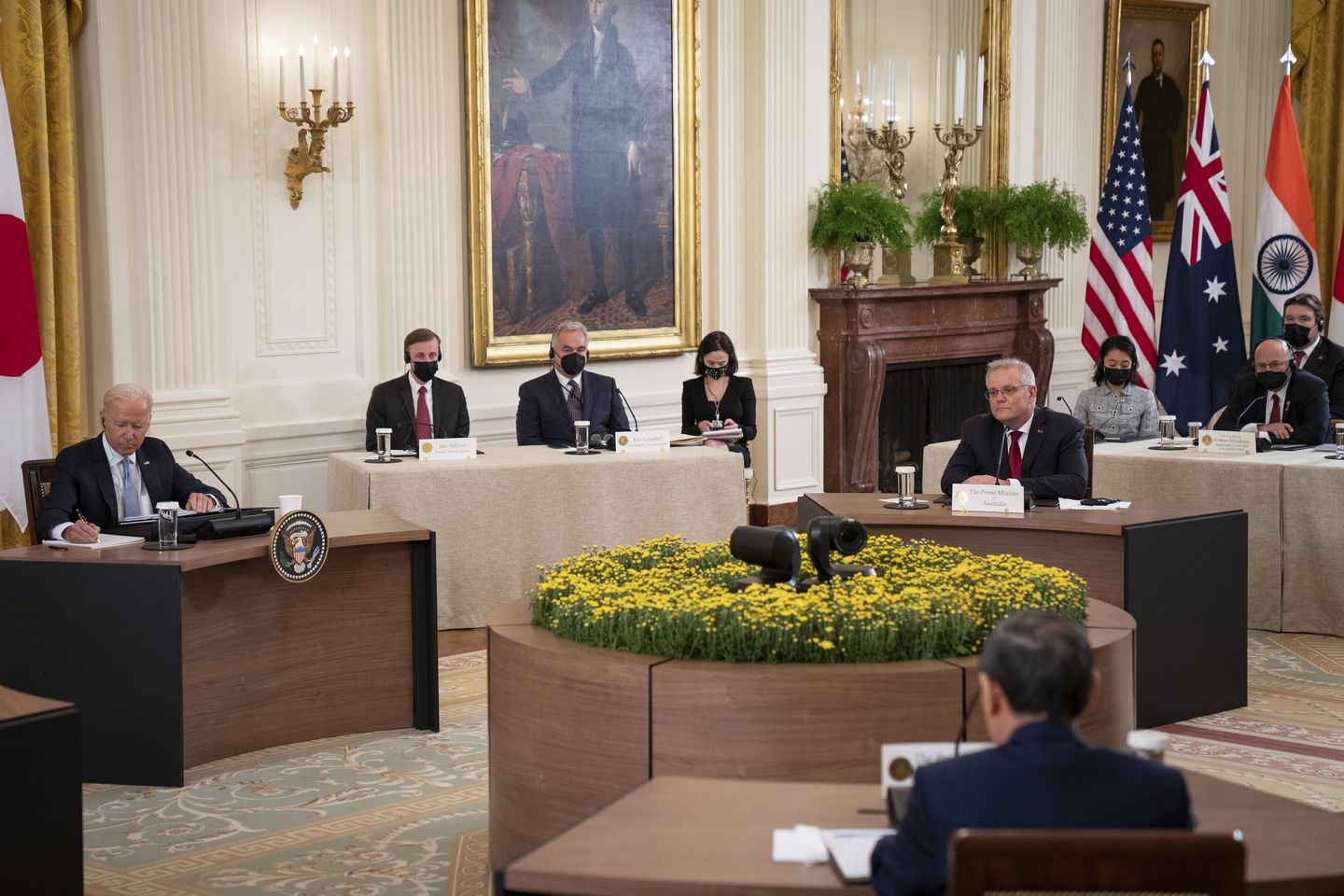 Nhóm QUAD lần đầu họp trực tiếp sau thời gian bị ảnh hưởng bởi dịch Covid-19. Ảnh: Reuters