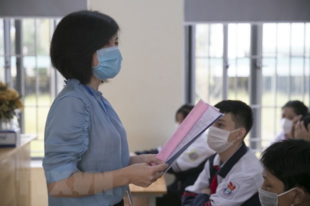 Một giờ học của học sinh trường THCS Nghi Ân, thành phố Vinh, tỉnh Nghệ An. (Ảnh: TTXVN)