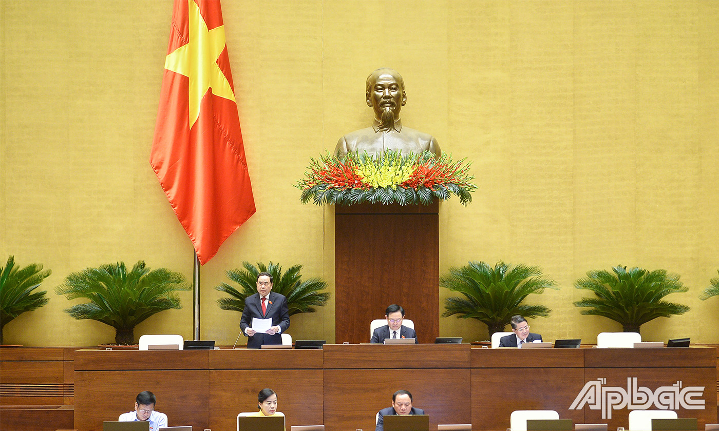 Phó Chủ tịch Thường trực Quốc hội Trần Thanh Mẫn phát biểu kết luận Phiên thảo luận