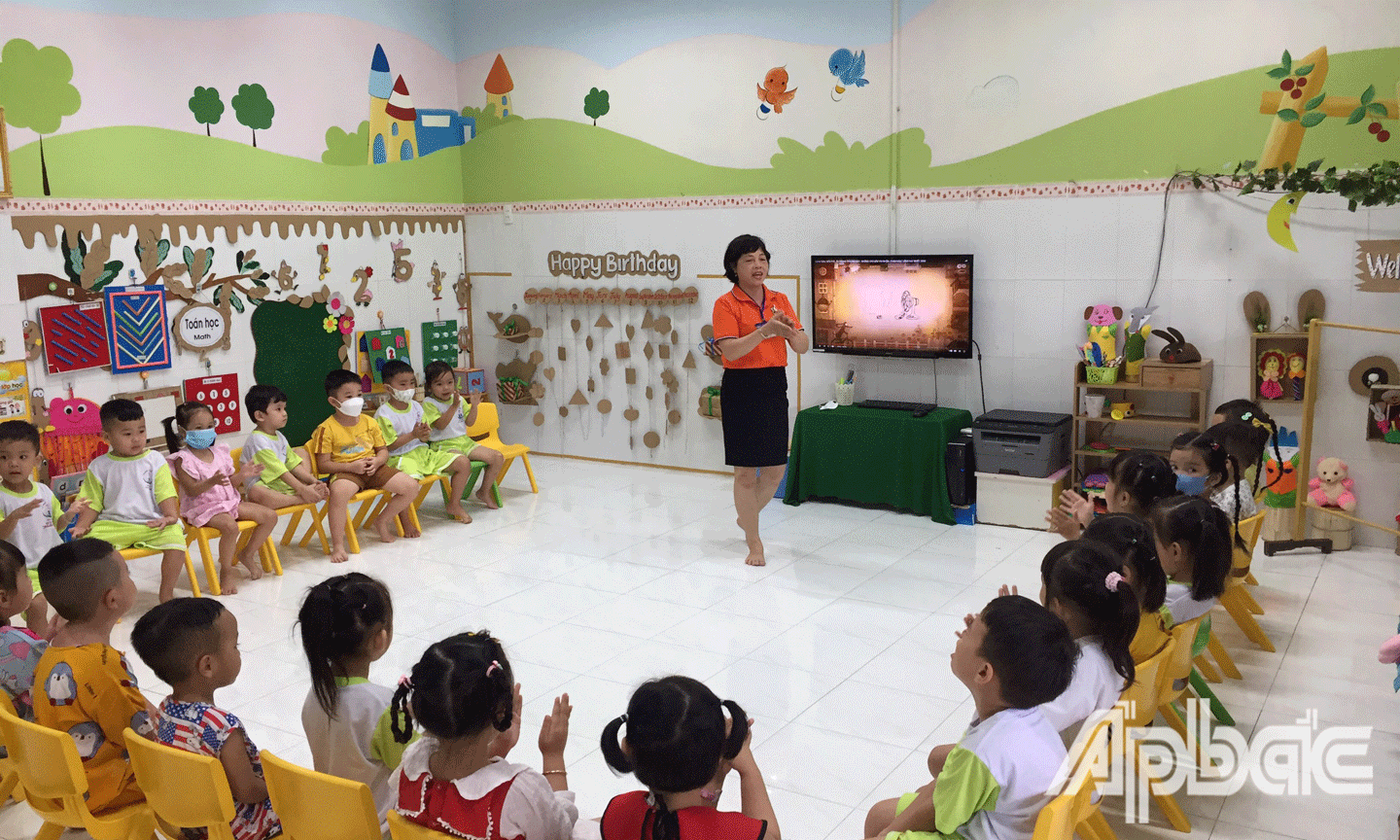 Trường Mầm non Hoa Hồng, TP. Mỹ Tho tổ chức bán trú ngay từ ngày đầu tiên tựu trường. 