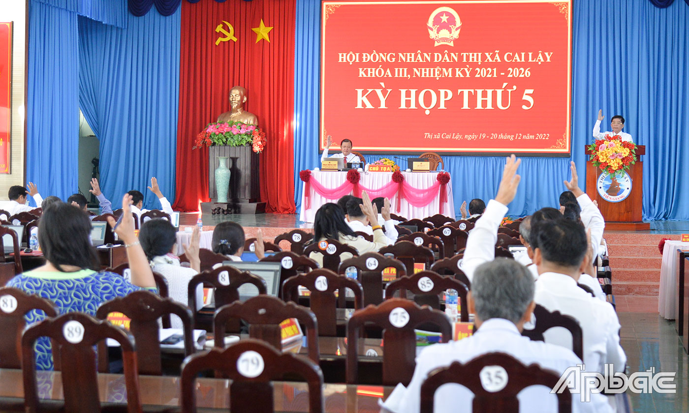 Đại biểu biểu quyết thông qua chương trình kỳ họp.