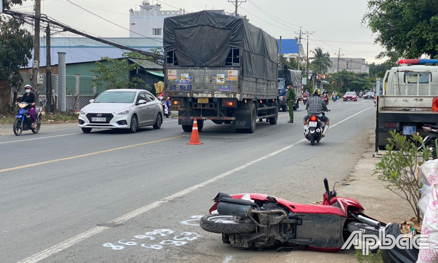 Hiện trường vụ tai nạn giao thông.