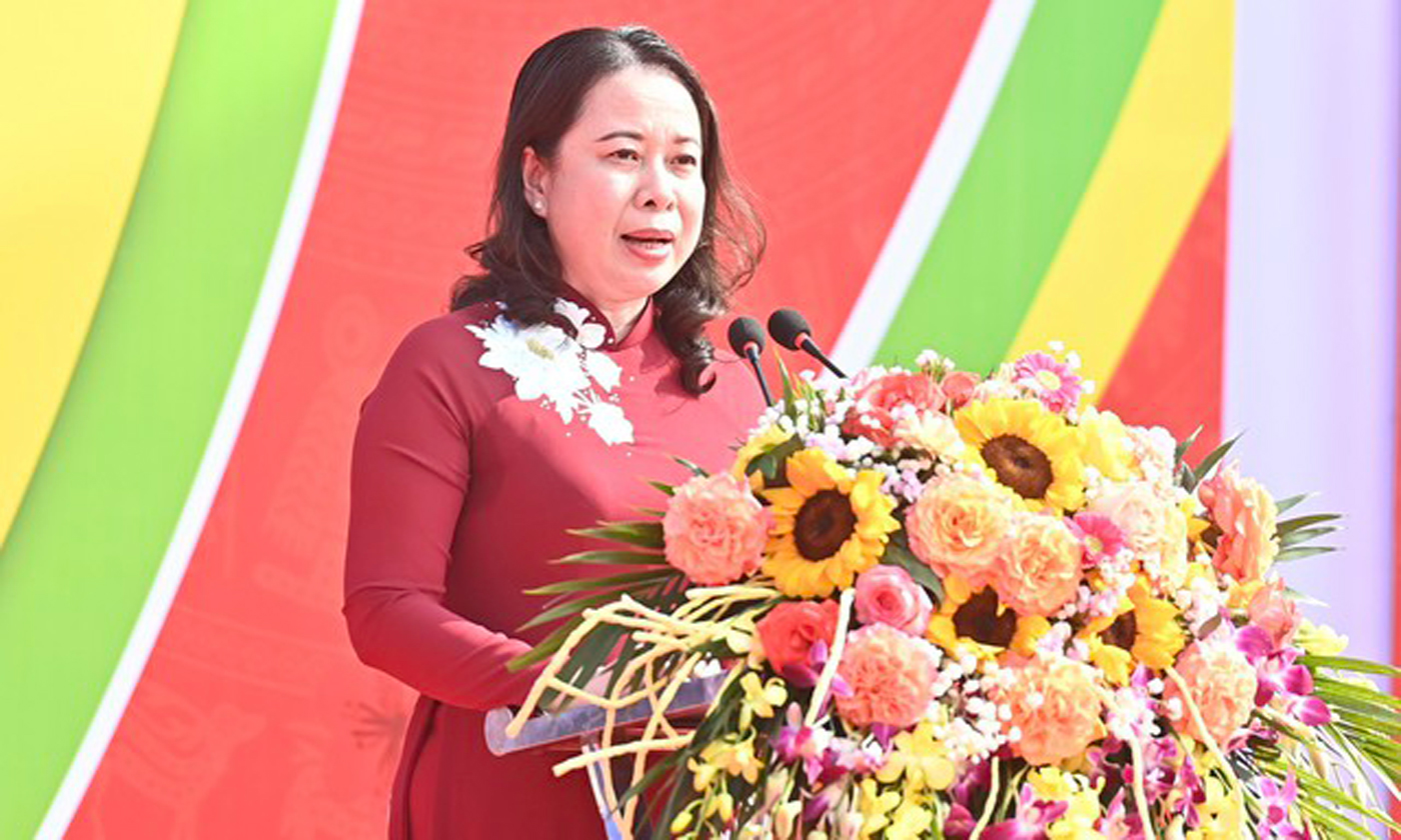Quyền Chủ tịch nước Võ Thị Ánh Xuân phát biểu tại Lễ khai mạc - Ảnh: Đăng Khoa