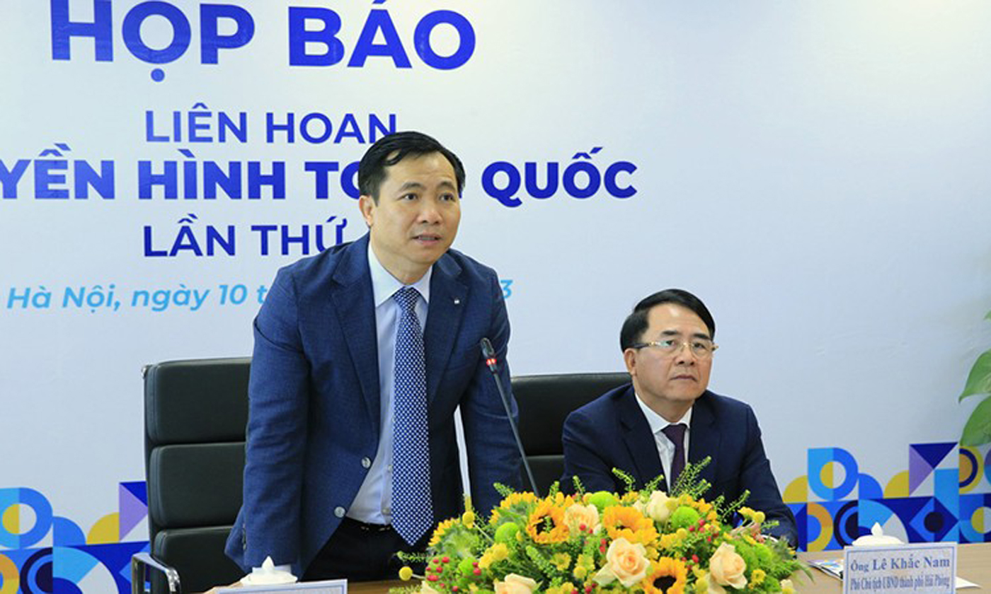 Phó Tổng Giám đốc Đài Truyền hình Việt Nam Đỗ Thanh Hải phát biểu tại họp báo.