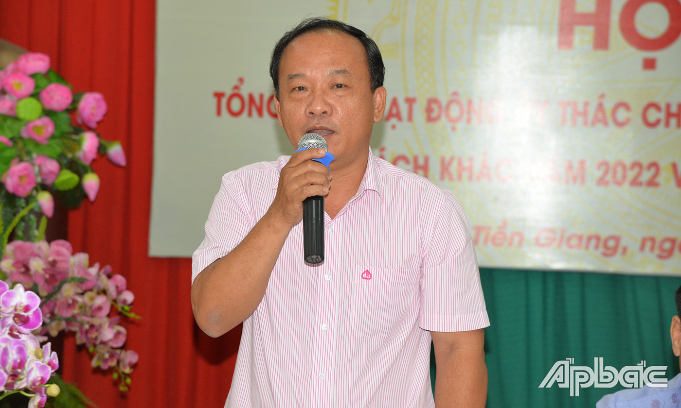 Giám đốc NHCSXH tỉnh Dương Văn Hoàng phát biểu tại hội nghị