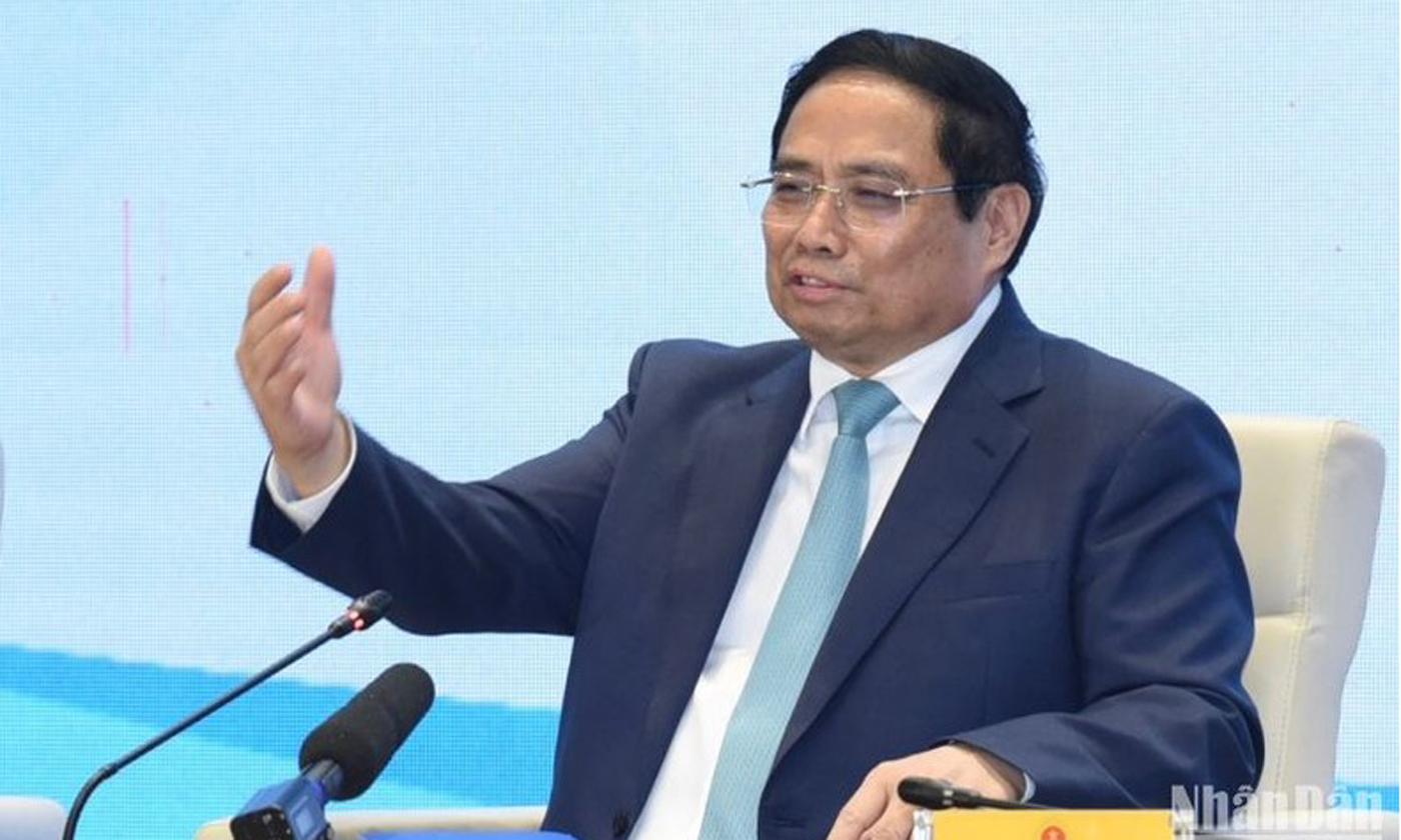 Thủ tướng Phạm Minh Chính phát biểu tại cuộc đối thoại với thanh niên.