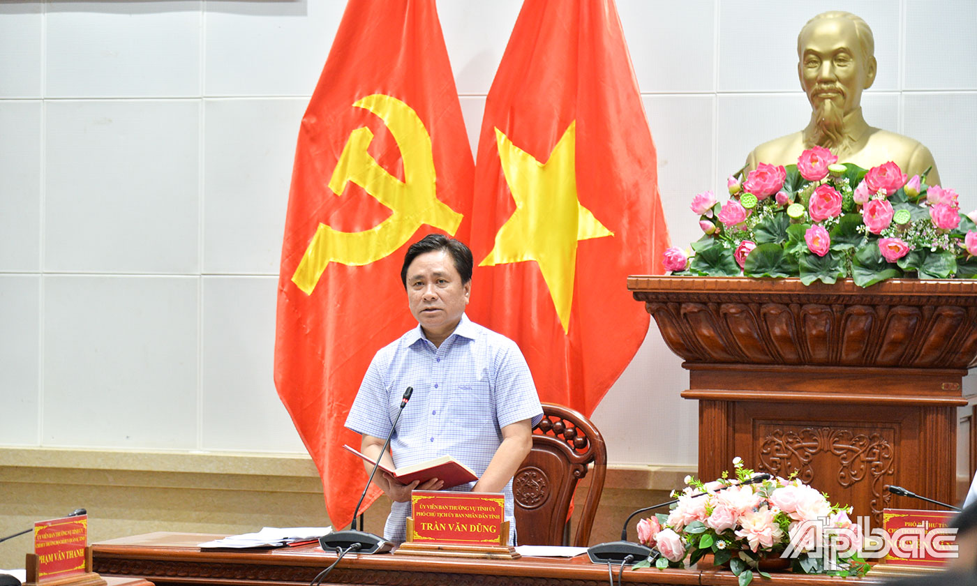 Đồng chí Trần Văn Dũng, Ủy viên Ban Thường vụ Tỉnh ủy, Phó Chủ tịch Thường trực UBND tỉnh phát biểu tại phiên họp.