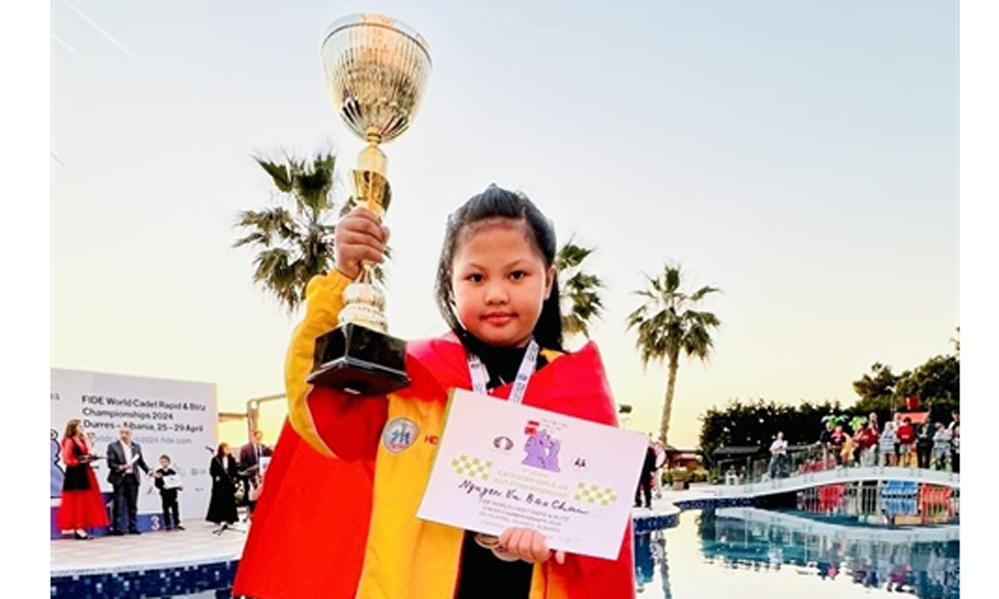 Kỳ thủ Nguyễn Vũ Bảo Châu giành ngôi vô địch. Ảnh: tdtt.gov.vn