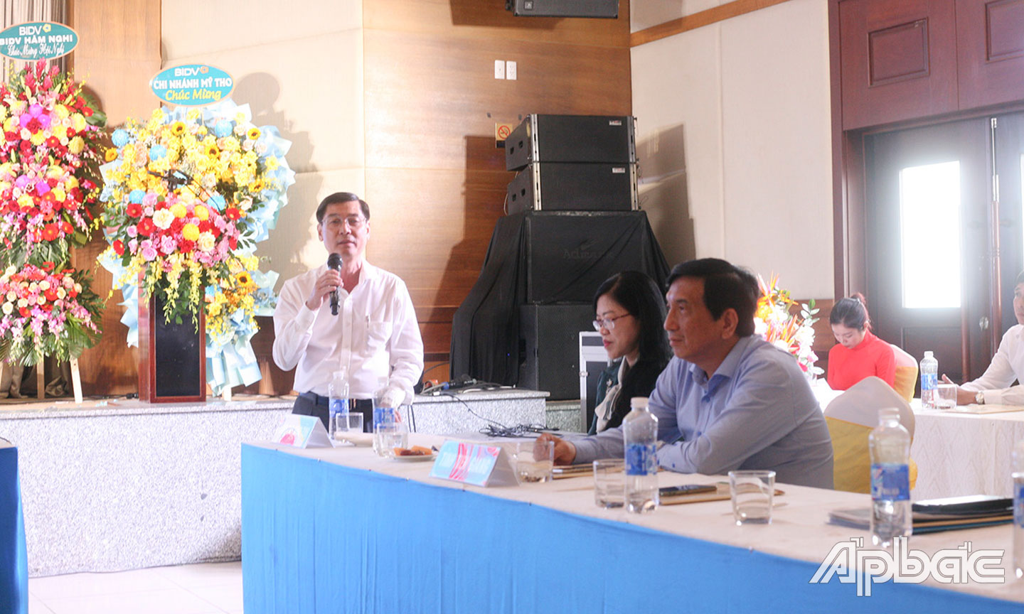 Ông Trần Văn An phát biểu tại Hội nghị XSKT khu vực miền Nam lần thứ 134. 