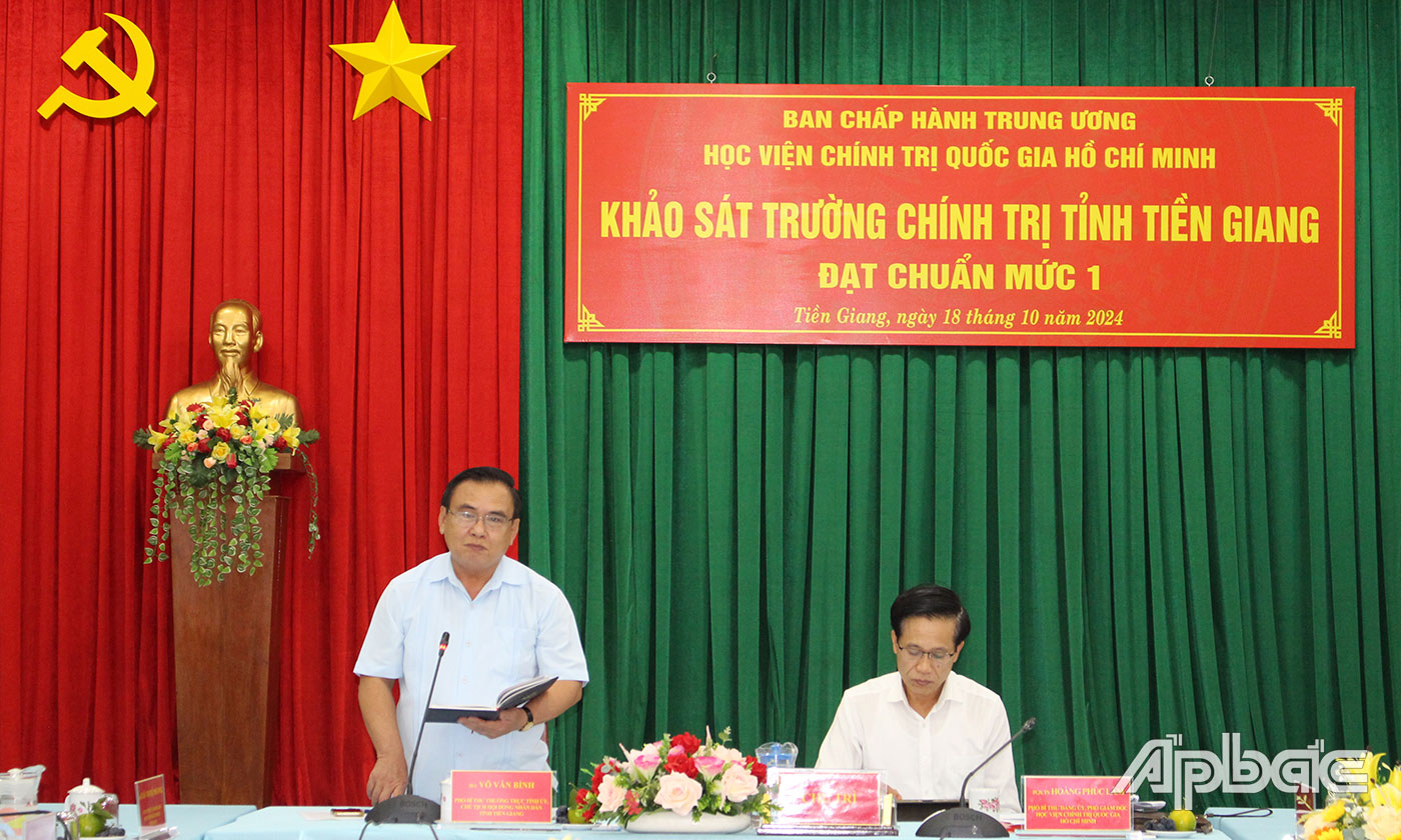 đồng chí Võ Văn Bình, Phó Bí thư Thường trực Tỉnh ủy, Chủ tịch Hội đồng nhân dân tỉnh