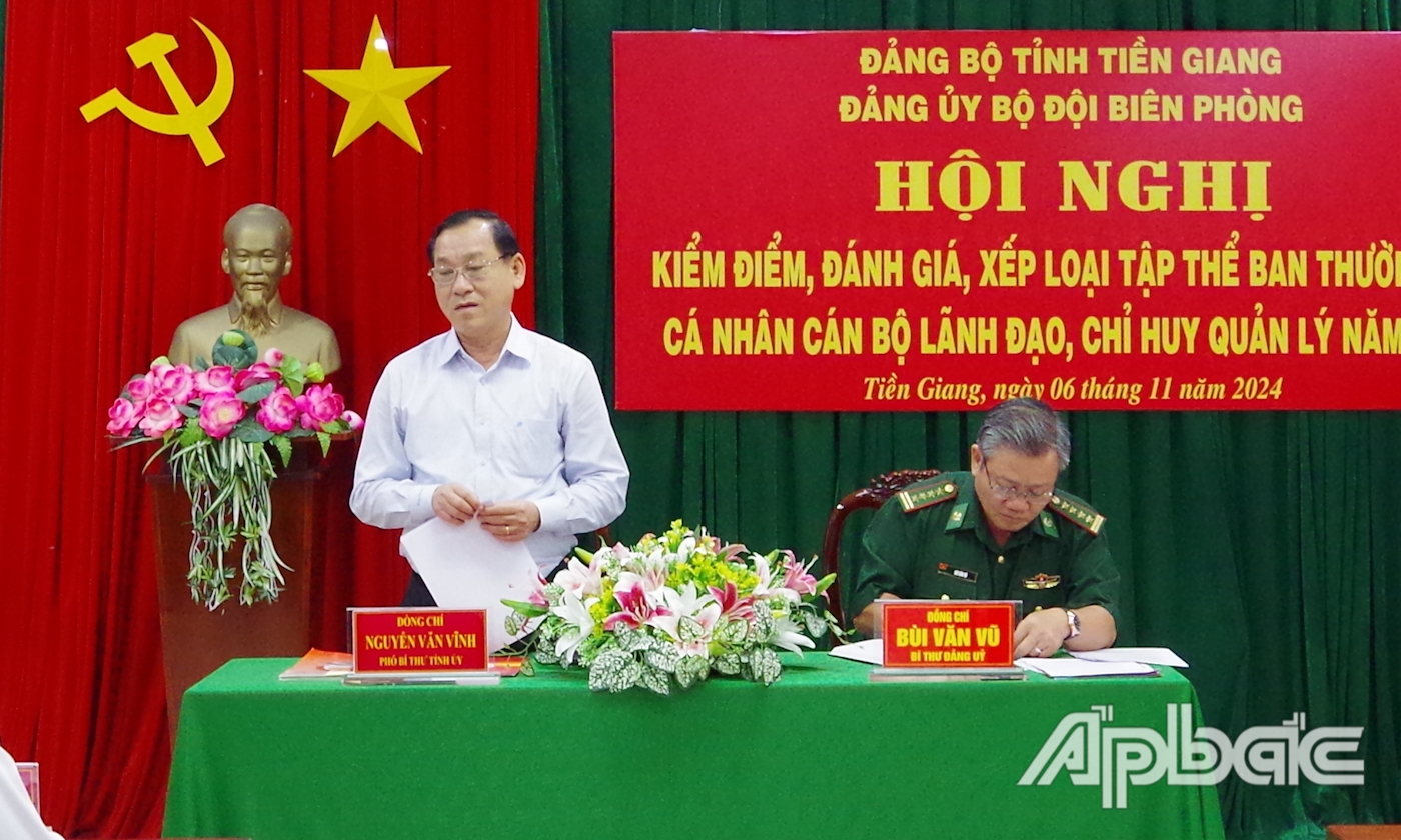 Đồng chí Nguyễn Văn Vĩnh, Phó Bí thư Tỉnh ủy, Chủ tịch UBND tỉnh Tiền Giang phát biểu tại hội nghị.