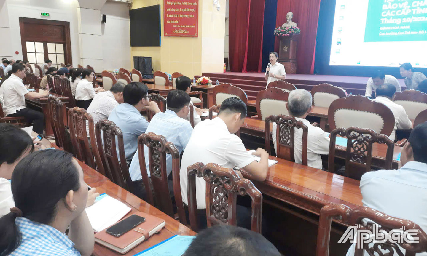 Cục trưởng Cục Trẻ em Đặng Hoa Nam cung cấp kiến thức và thảo luận với thành viên Hội đồng Bảo vệ, chăm sóc trẻ em các cấp trên địa bàn tỉnh  Tiền Giang về thực trạng công tác bảo vệ trẻ em tại các địa phương. 