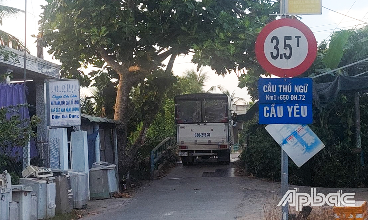 Hằng ngày có trên 100 lượt xe tải chạy qua cầu này.