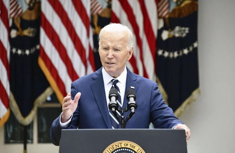 Tổng thống Mỹ Joe Biden phát biểu tại Nhà Trắng ở Washington DC. Ảnh: Kyodo/TTXVN