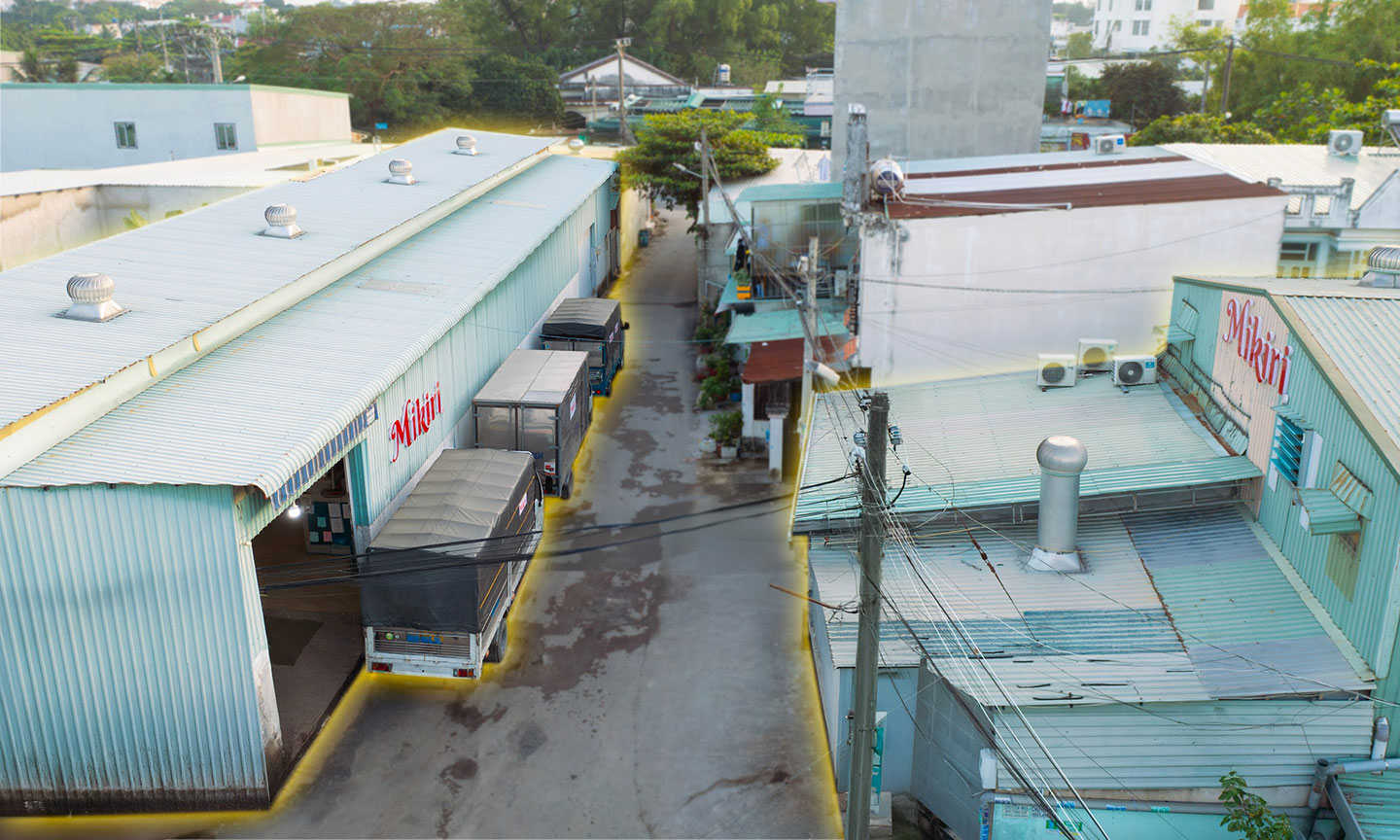 Kho đóng gói bánh tráng Mikiri.