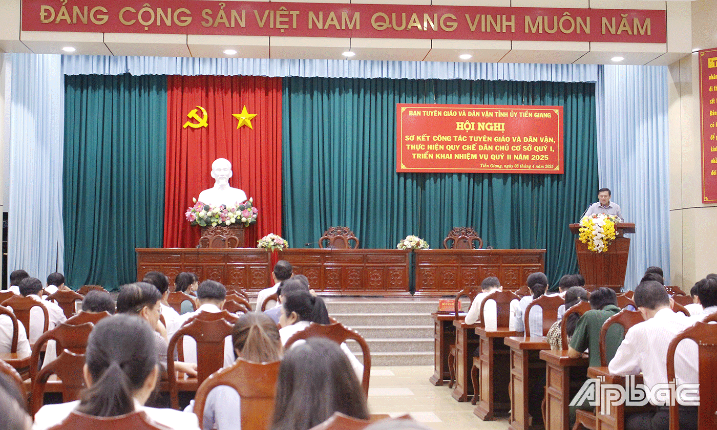 Ban Tuyên giáo và Dân vận Tỉnh ủy tổ chức Hội nghị sơ kết công tác tuyên giáo và dân vận, thực hiện quy chế dân chủ cơ sở quý I, triển khai nhiệm vụ quý II năm 2025