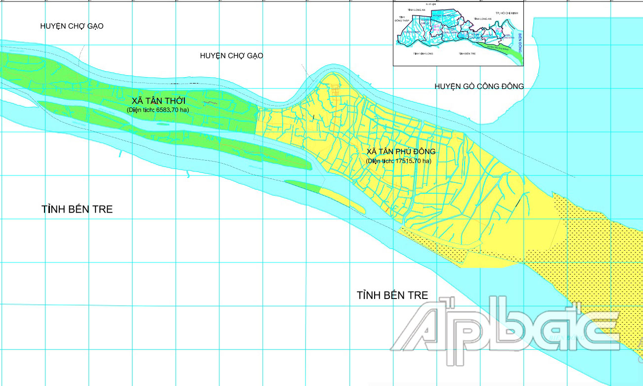 Bản đồ hành chính huyện Tân Phú Đông dự kiến sau sáp nhập.