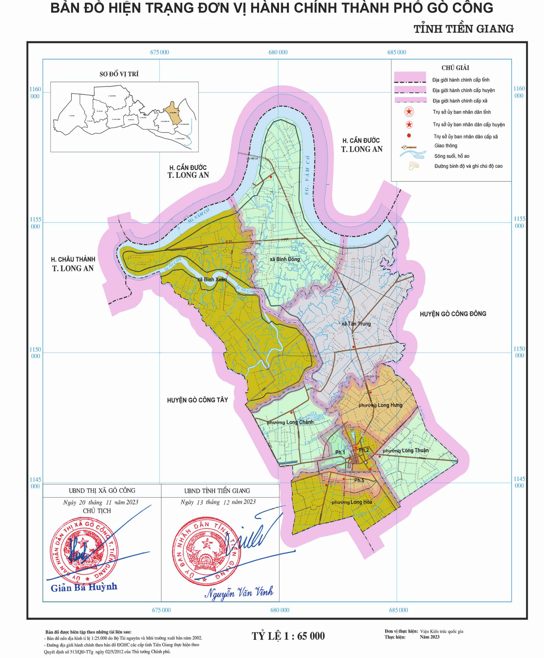 Bản đồ hành chính Thành phố Gò Công hiện tại