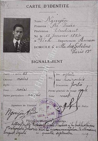 Thẻ căn cước của Nguyễn Ái Quốc ở Paris (Pháp) năm 1919. Ảnh: Tư liệu TTXVN