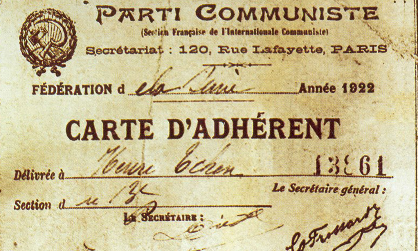 Thẻ đảng viên Đảng Cộng sản Pháp của đồng chí Nguyễn Ái Quốc. Nguồn: Bảo tàng Hồ Chí Minh - chi nhánh TP. Hồ Chí Minh