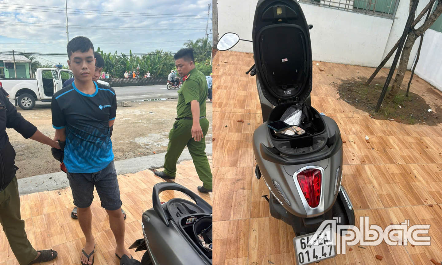 Đối tượng và tang vật bị thu giữ.