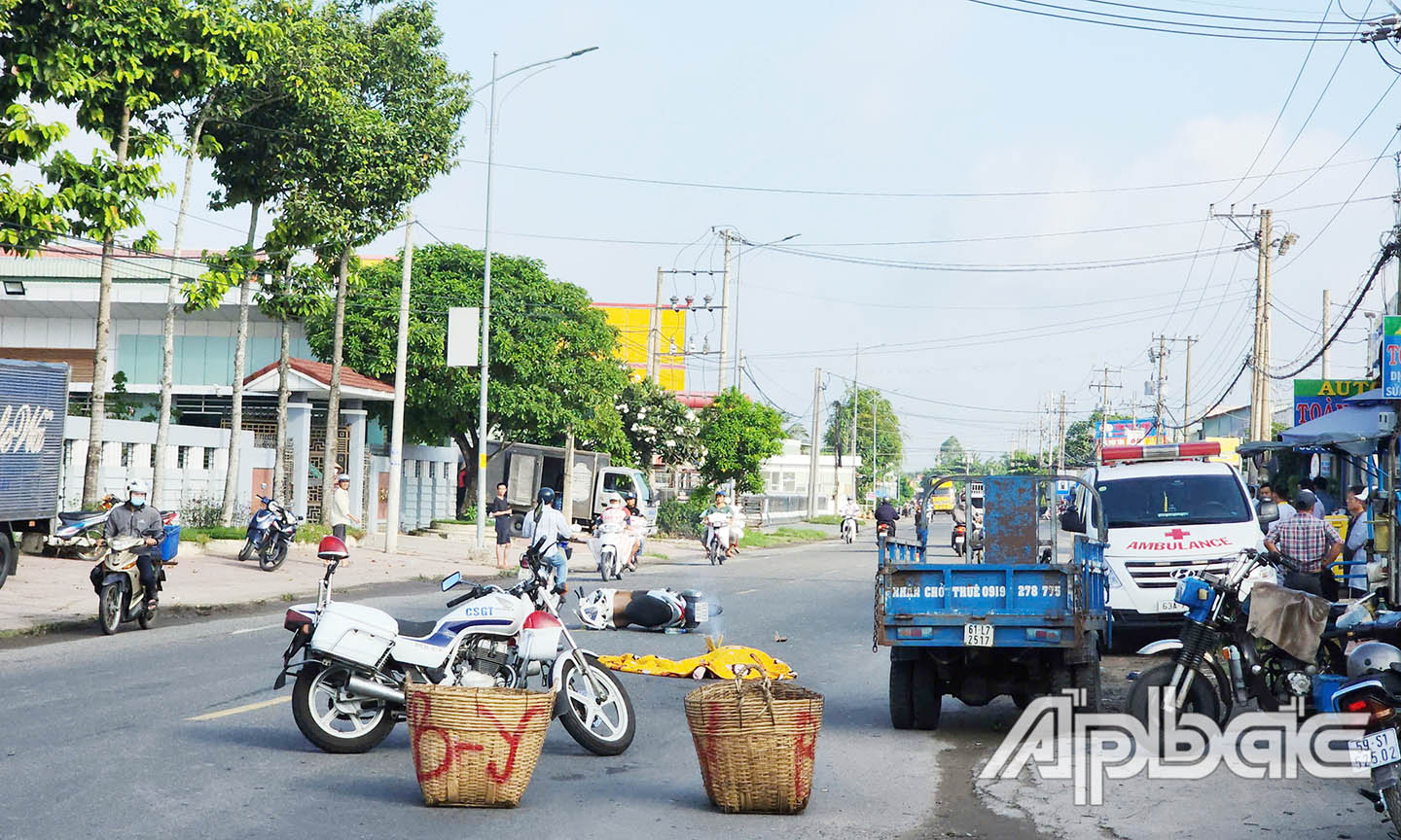 Hiện trường vụ tai nạn giao thông.