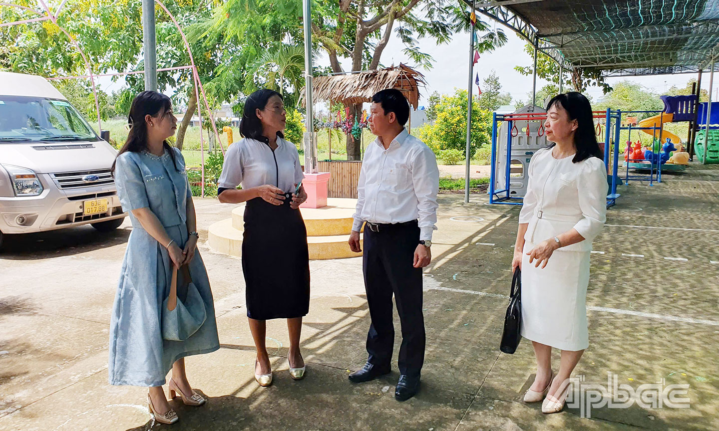 Tiến sĩ Lê Quang Trí thăm, làm việc Trường Mầm non Thường Thới Tiền, xã Thường Phước