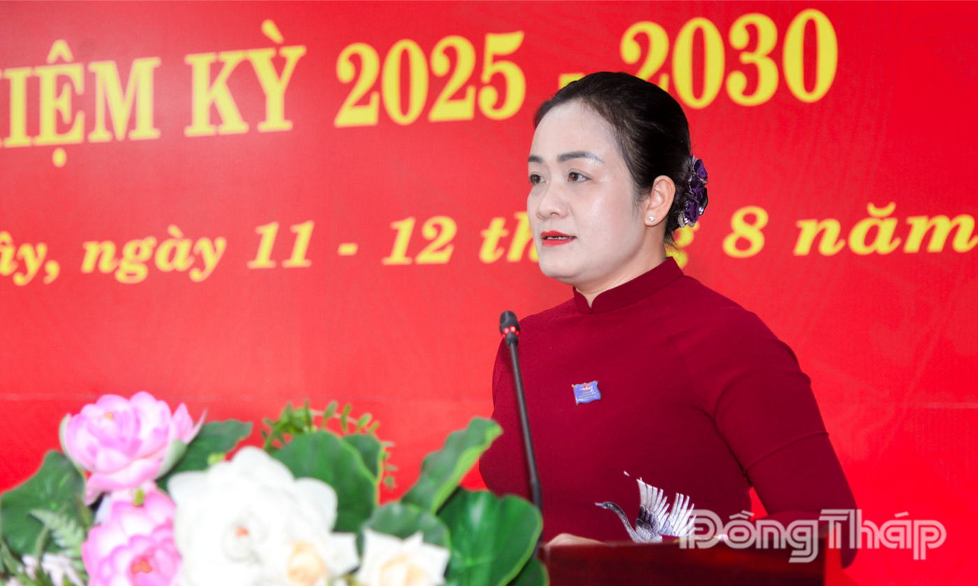 Đồng chí Nguyễn Hải Trâm phát biểu tại Đại hội.