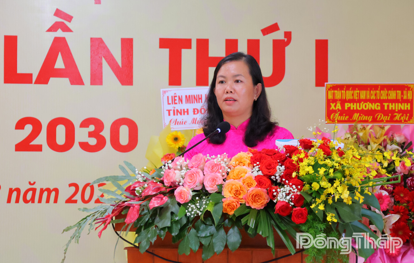 Đồng chí Nguyễn Thị Bích Tuyền, Bí thư Đảng ủy xã Phương Thịnh, nhiệm kỳ 2025 – 2030 phát biểu bế mạc Đại hội.