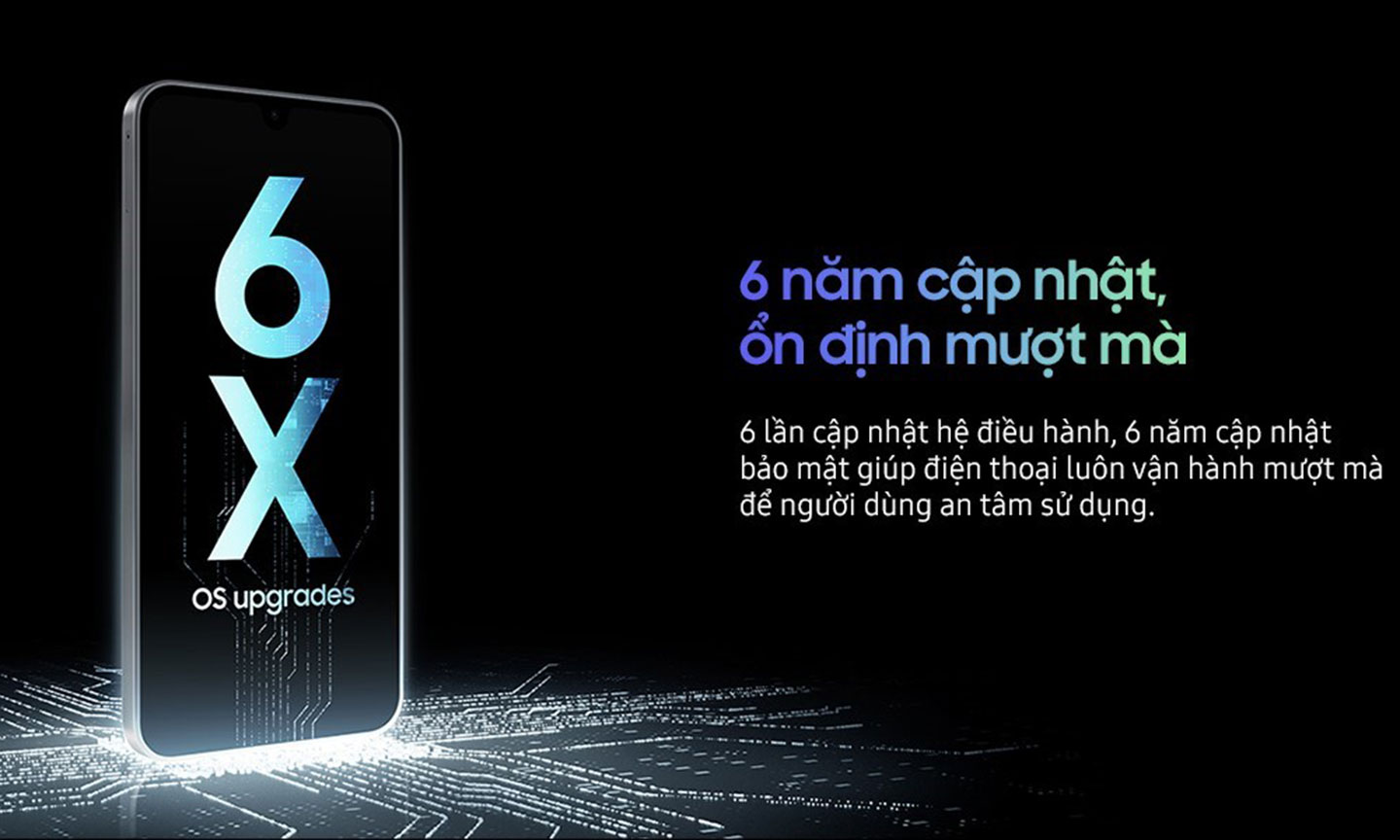 Cập nhật hệ điều hành và bảo mật liên tục trong 6 năm, giúp người dùng an tâm sử dụng trong thời gian dài.