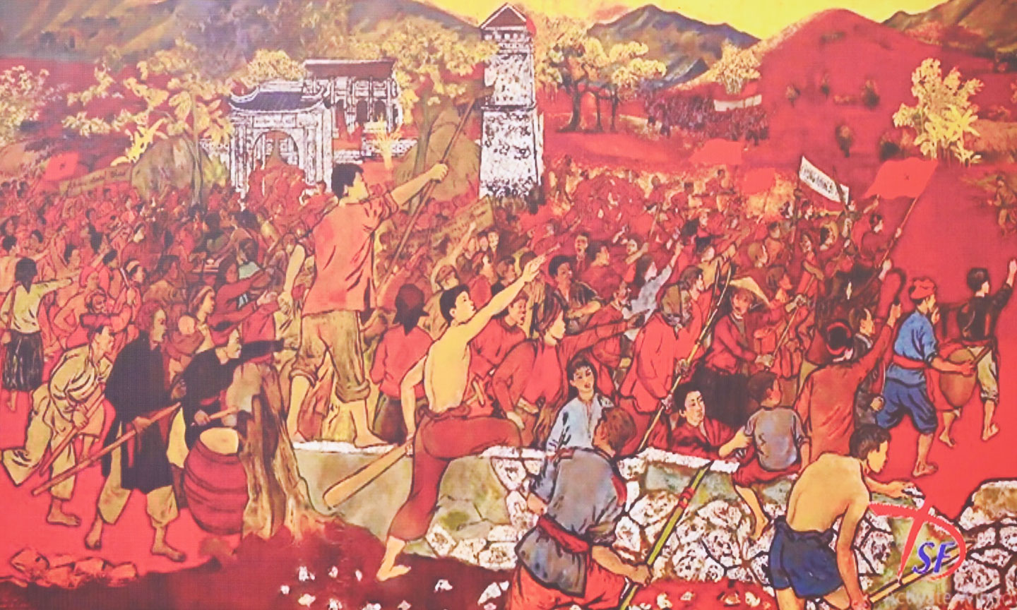 Tranh Xô viết Nghệ Tĩnh khắc họa khí thế đấu tranh sôi sục của Nhân dân.