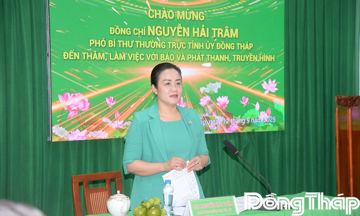 Đồng chí Nguyễn Hải Trâm phát biểu tại buổi làm việc 