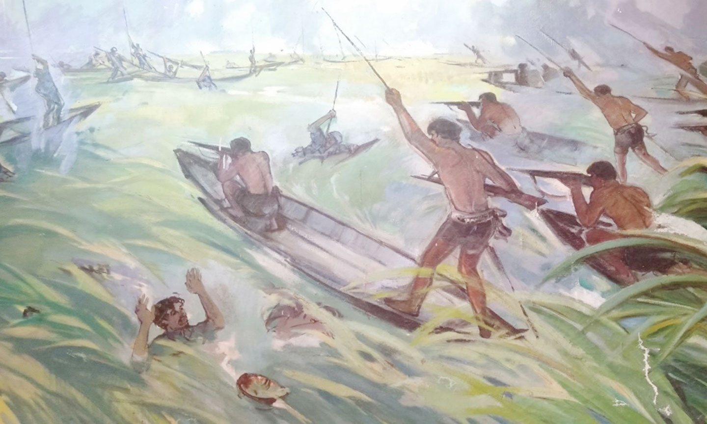 Tranh trận đánh Giồng Thị Đam - Gò Quản Cung ngày 26-9-1959 của Tiểu đoàn 502 tỉnh Kiến Phong được trưng bày tại Bảo tàng Đồng Tháp.