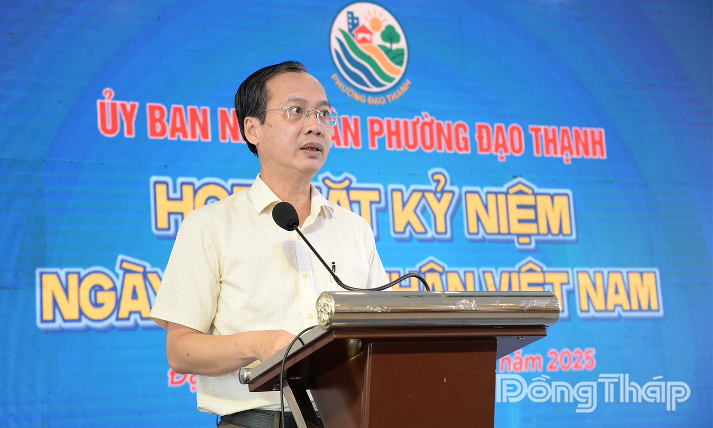 Đồng chí Trần Trí Quang phát biểu tại buổi họp mặt.