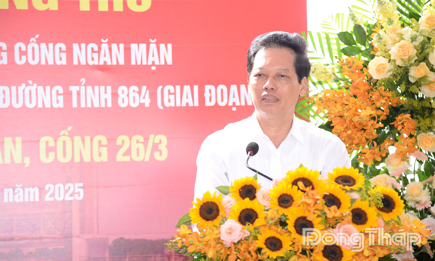 Đồng chí Nguyễn Thành Diệu phát biểu tại nghi thức động thổ.